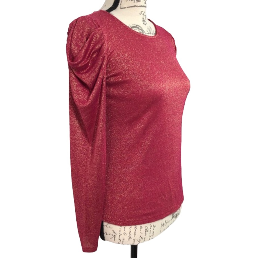 ✨Vintage✨ April, Puff Shoulder Sparkly Long Sleeve, Size S - Picture 6 of 13